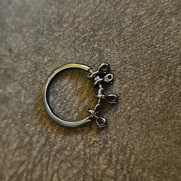 3/$30 Gunmetal Pink Crystal Charm Ring Size 7 - Picture 4 of 5